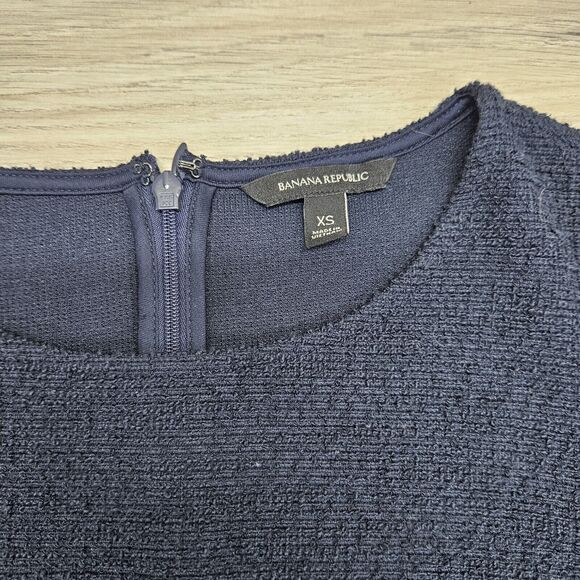 BANANA REPUBLIC Womens Navy Blue Textured Layered Zip Blouse Size XS - Picture 5 of 6